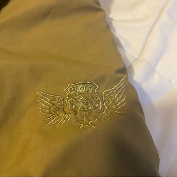 CLASSIC Jacket Men XL Brown Outdoor Casual Military Full Zip Pockets Solid Logo - Picture 6 of 12